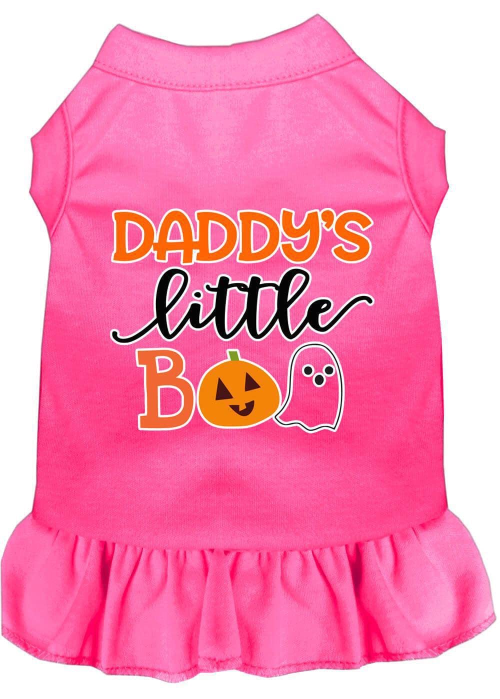 Halloween Pet Dog & Cat Dress Screen Printed, "Daddy's Little Boo" Red W/White LG (10-14 lbs.)