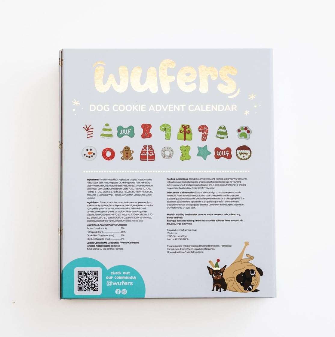 WÜFERS Singing Advent Calendar Dog Cookie Box | Handmade Treats with Natural Ingredients | 1 Count