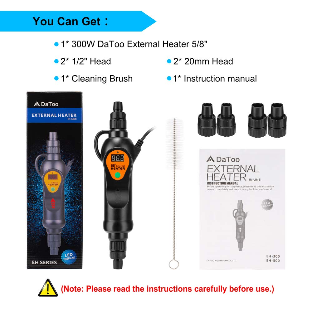Datoo Aquarium External Heater In-Line Fish Tank External Heater 300W For Canister Filter