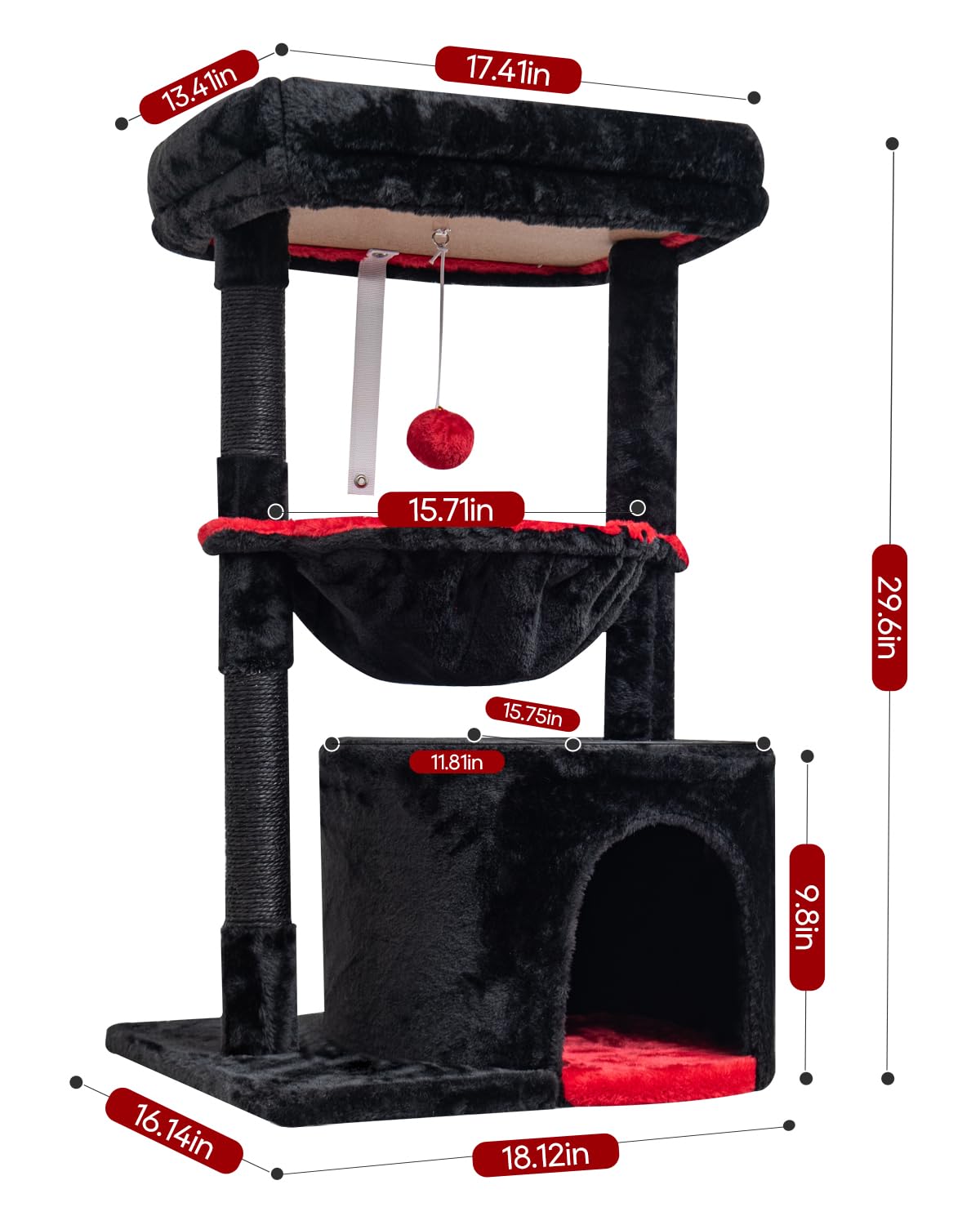 Syandlvy Gothic Cat Tree With Coffin Bed For Indoor Cats, Small Cat Tower With Scratching Post, Modern Activity House Condo With