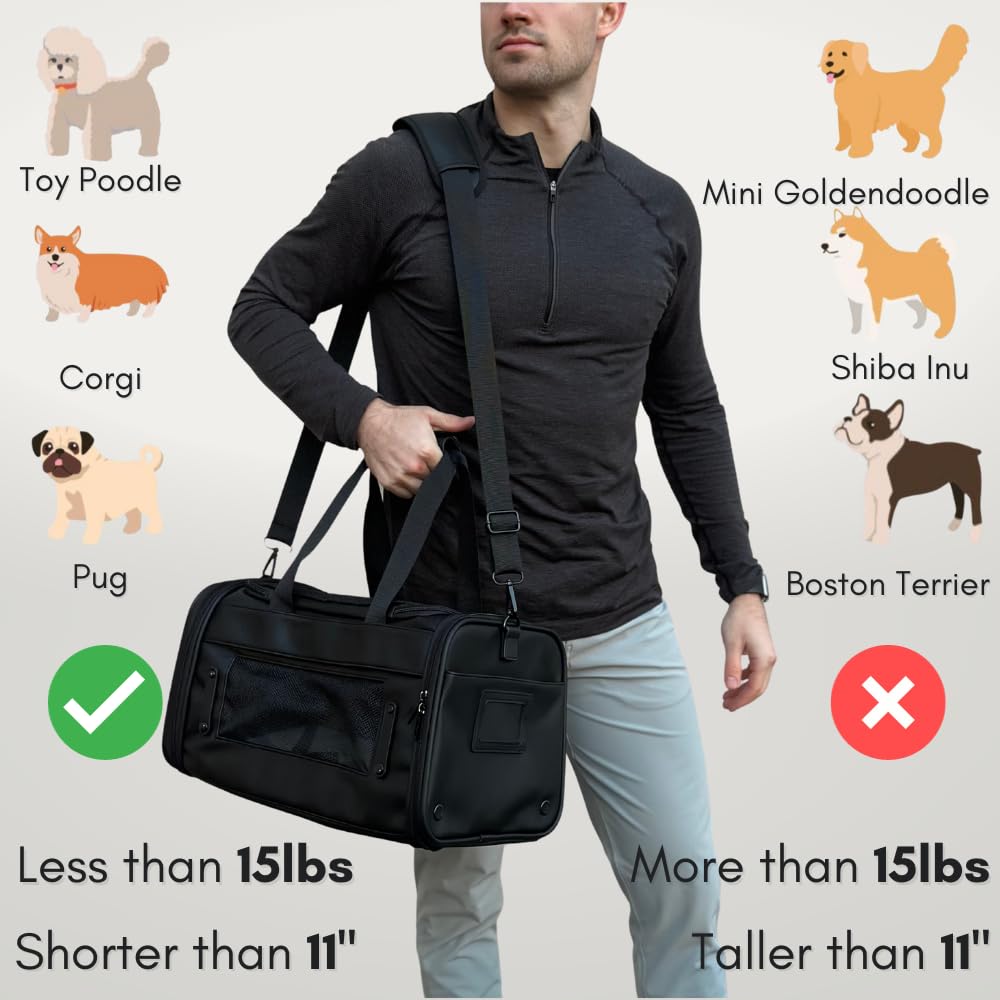 Tsa Airline Approved Pu Leather Luxury Pet Carrier - Size Xs/S - For Small Dogs And Cats