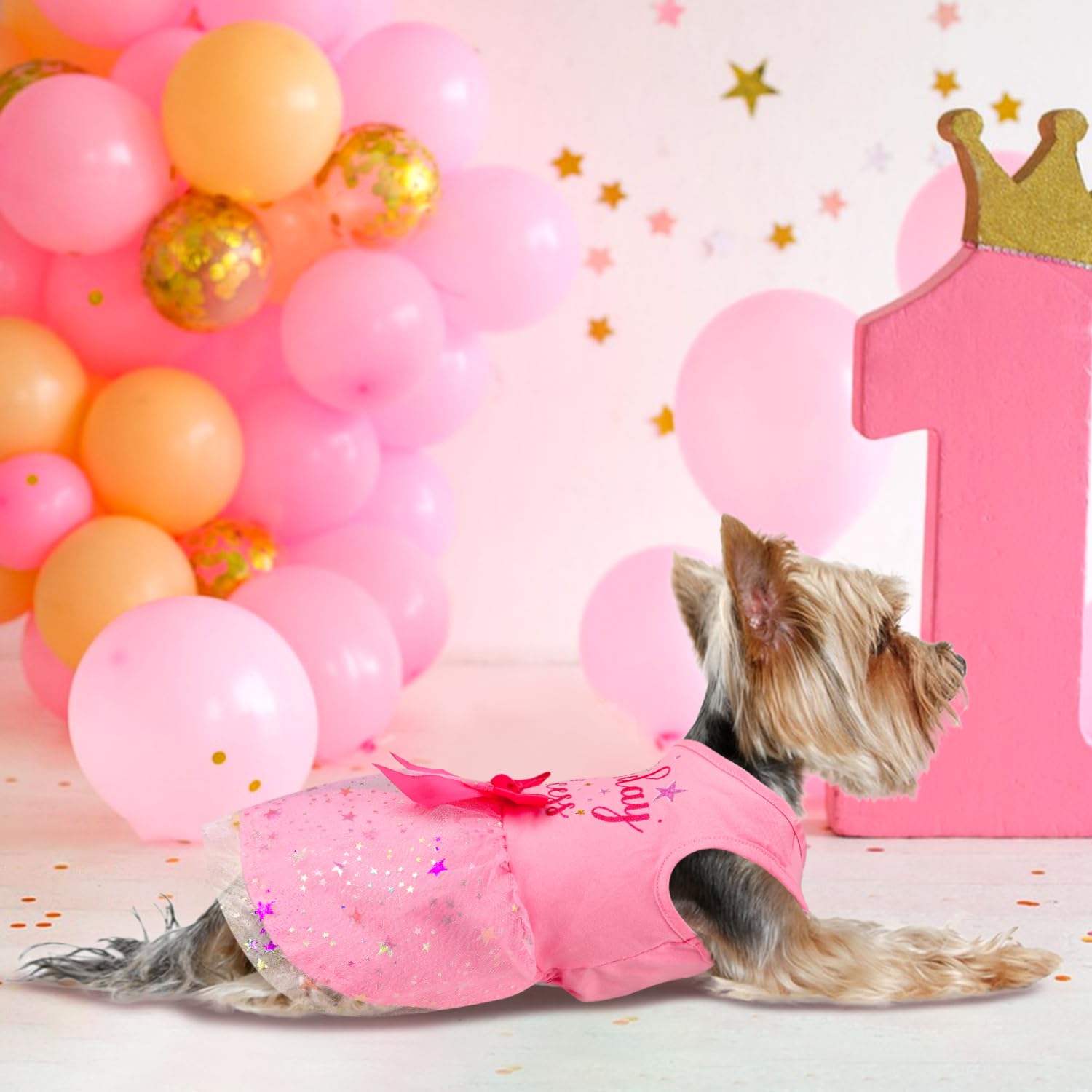 Dog Birthday Dress Dog Dress With Bowknot Tulle Birthday Princess Pet Clothes For Small Medium Large Dogs Girls Boys Cats Outfit