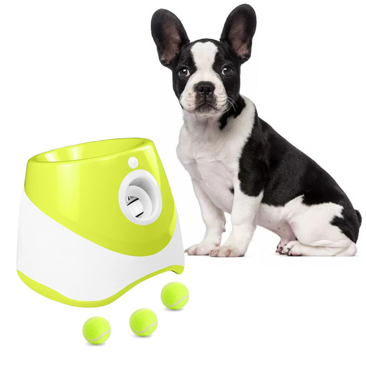 Heypork Automatic Dog Ball Launcher With 3 Tennis 2Inch Ball, Interactive Dog Toy With Three Ranges, Outdoor Dog Ball Toss Dispe