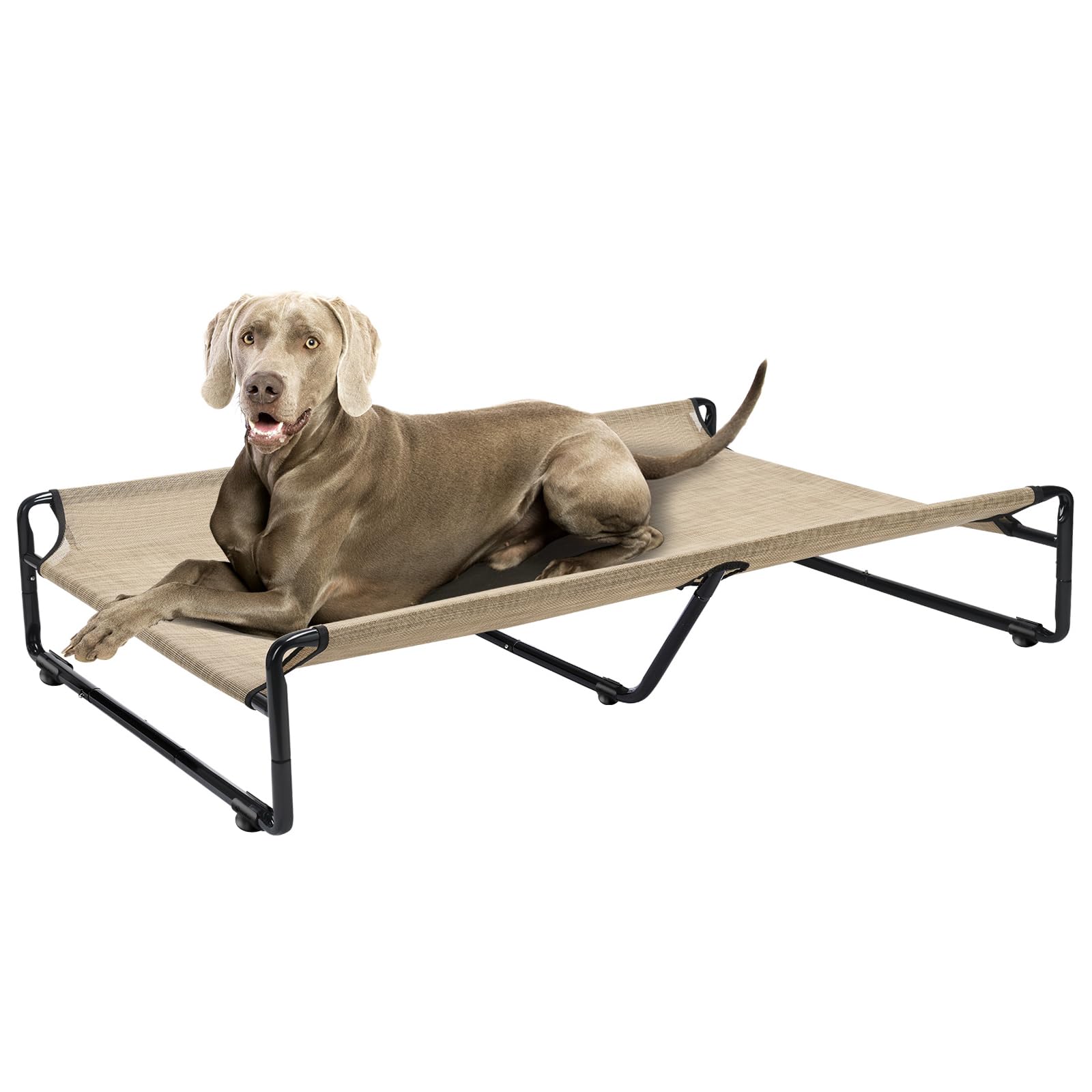 Veehoo Original Cooling Elevated Dog Bed, Outdoor Raised Dog Cots Bed For Large Dogs, Chew Proof Standing Pet Bed With Washable Breathable Mesh, No-Slip Feet For Indoor Outdoor, Xx-Large, Beige Coffee