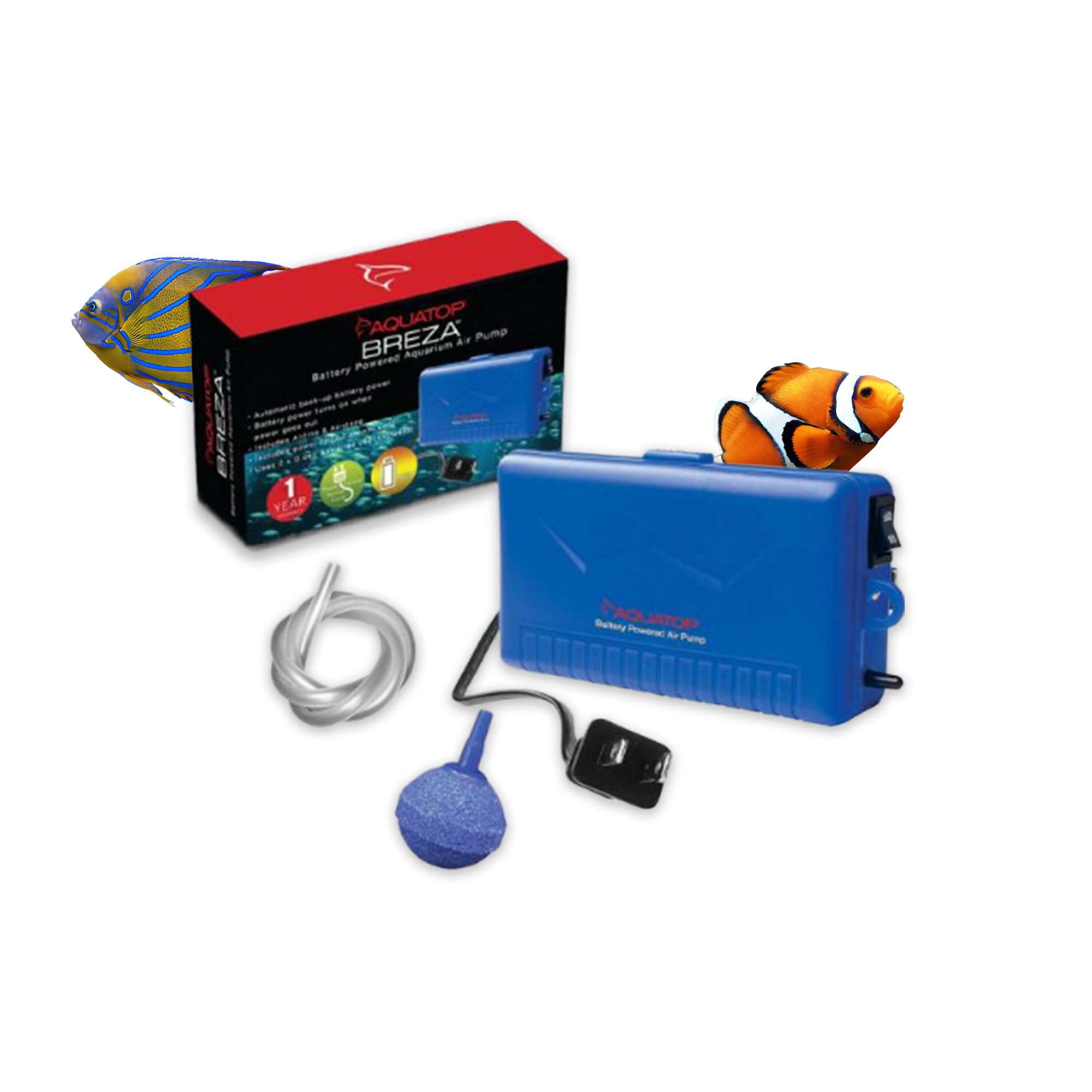 Aquatop Breza Air Pump with AC Power Failure Sensor - Automatic Backup System - Portable & Versatile for Fish Transport, Emergen