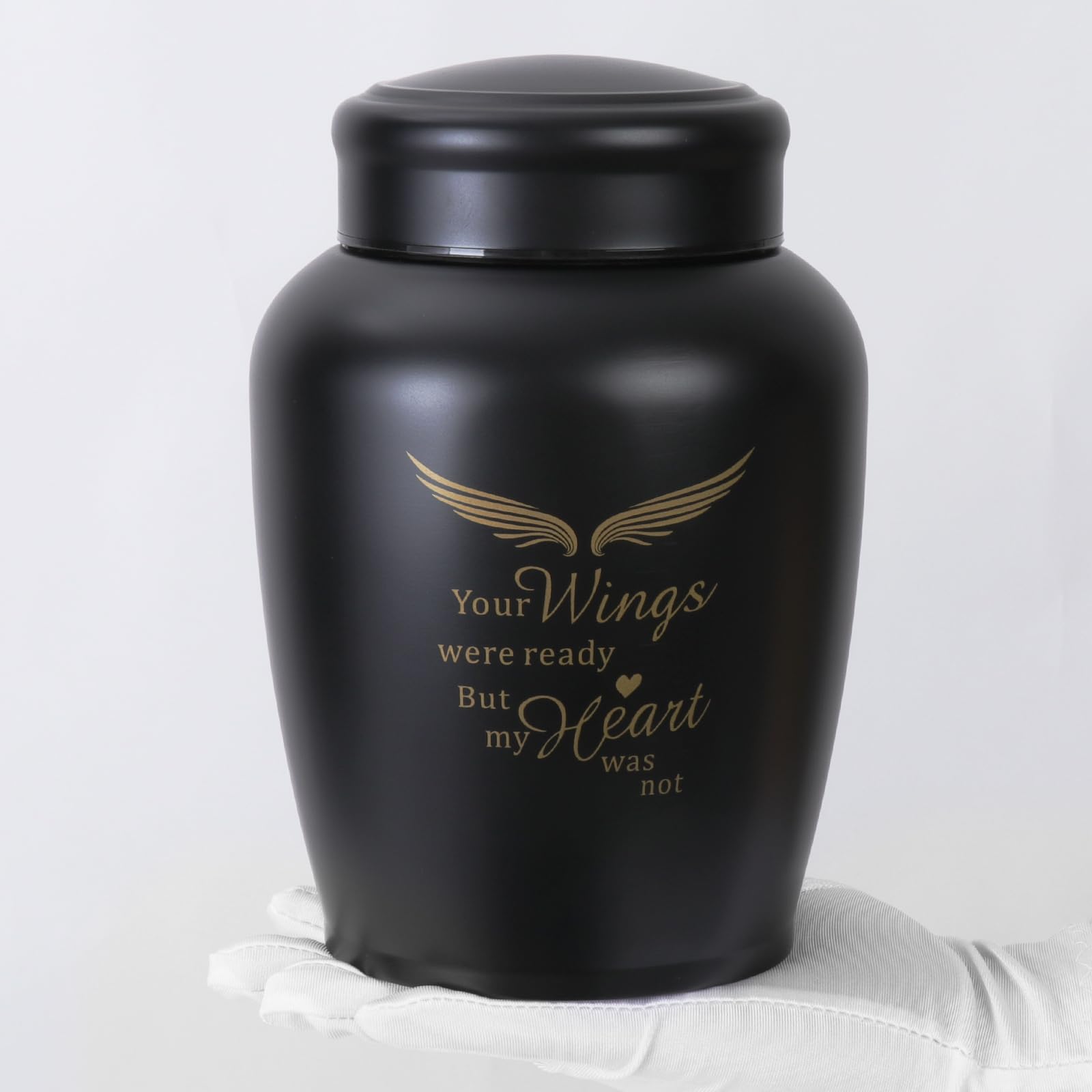 Lines Arte Urns For Ashes Adult Male Female,Large Black Angel Cremation Urn Human Ashes For Women Men,Holds Up To 180 Lbs