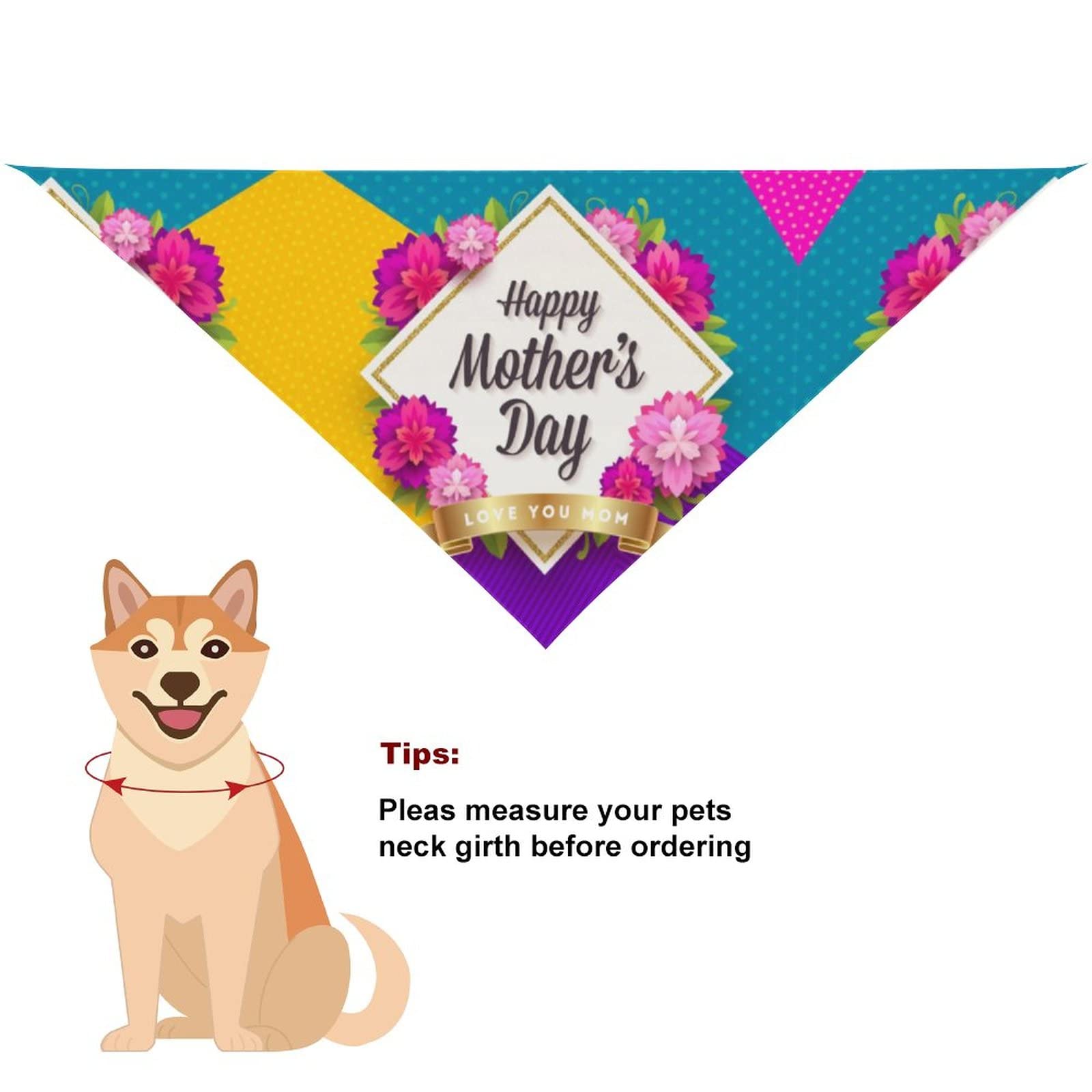 Happy Mother'S Day With Flower Dog Bandanas Pets Kerchief Reversible Triangle Bibs Scarf Outfits Accessories For Small To Large