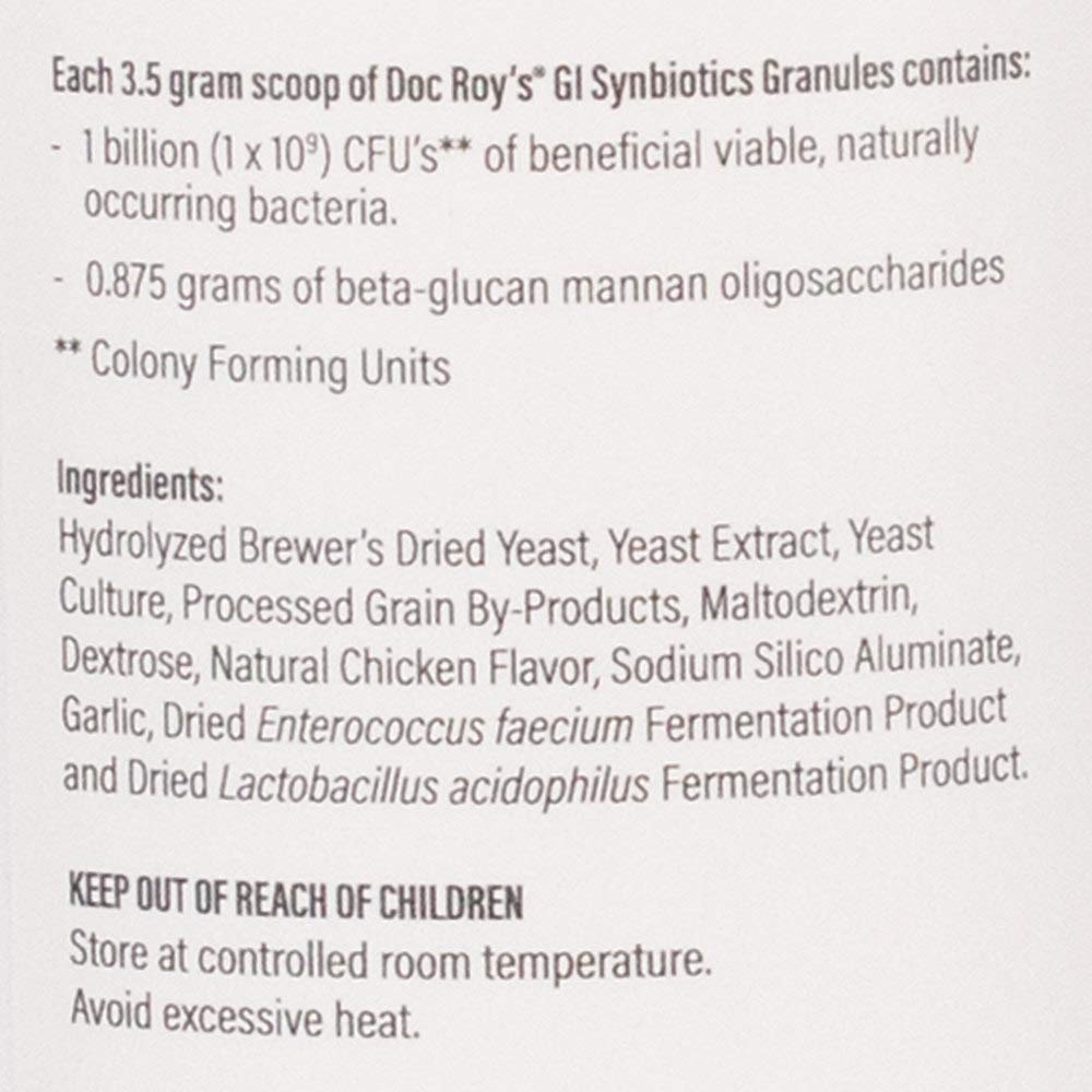Revival Animal Health Doc Roy's GI Synbiotics Probiotic & Prebiotic Supplement for Dogs and Cats - 454 gm Granules