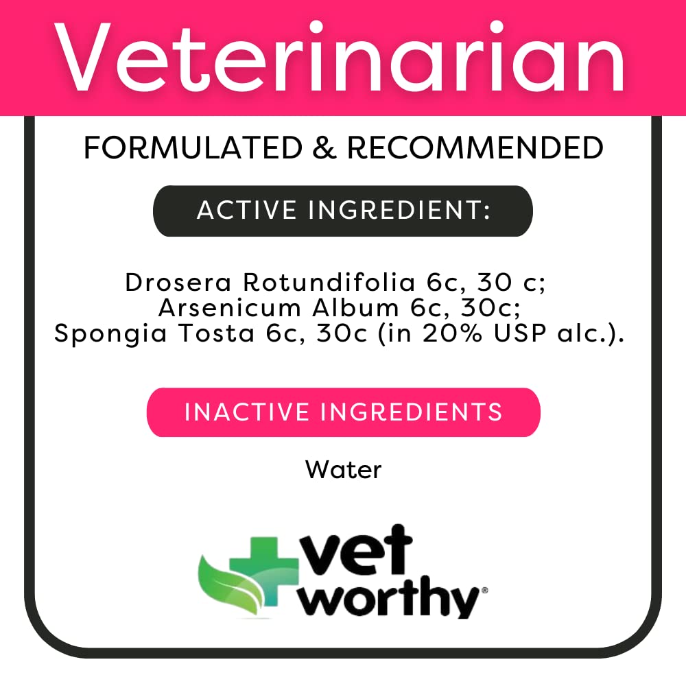 Vet Worthy Kennel Cough Drops for Dogs - Dog Supplement for Dry Kennel Cough Relief - Dog Cough Remedy with Drosera Rotundifolia
