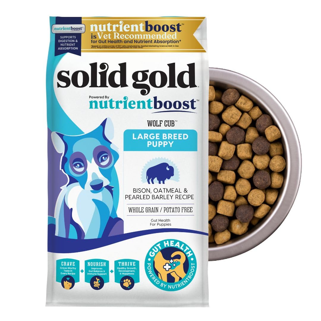 Solid Gold Large Breed Puppy Dog Food Dry Kibble - High Protein Dry Puppy Food for Large Breed Dogs w/Real Bison, Healthy Whole 