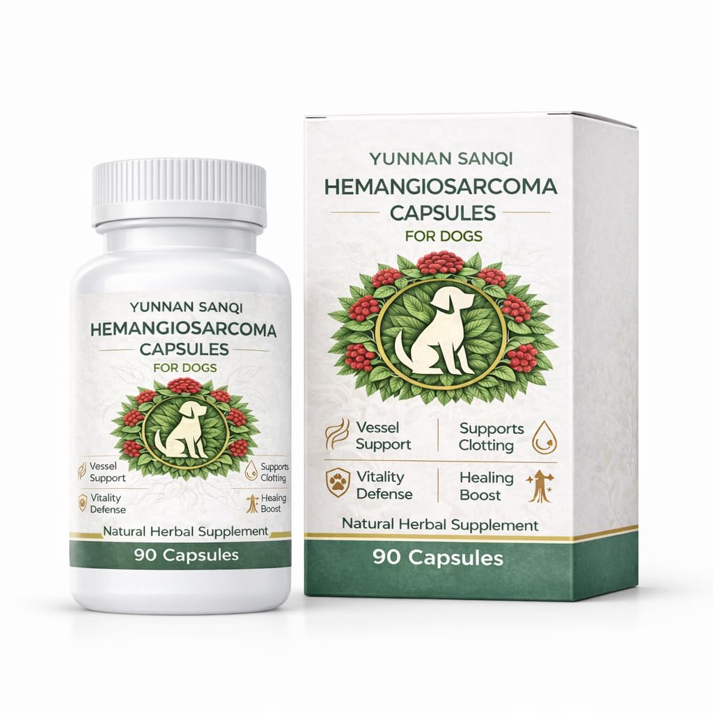 Yunnan Sanqi Capsules for Dogs - Pure Herbal Quick Stop Bleeding & Blood Support for Hemangiosarcoma, Hemoabdomen, Pericardial E