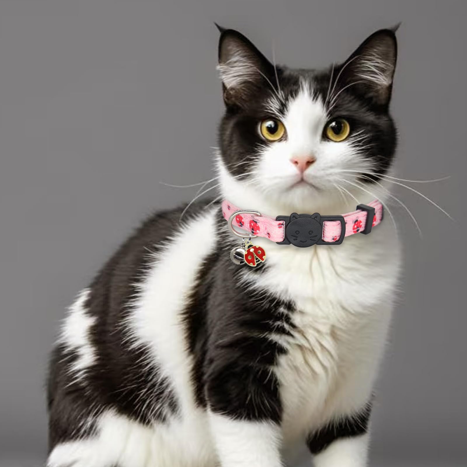 Giecooh Cotton Cat Collar, 2 Pack Breakaway Cats Collars With Bells, For Girl Boy Kittens, Bee And Ladybug