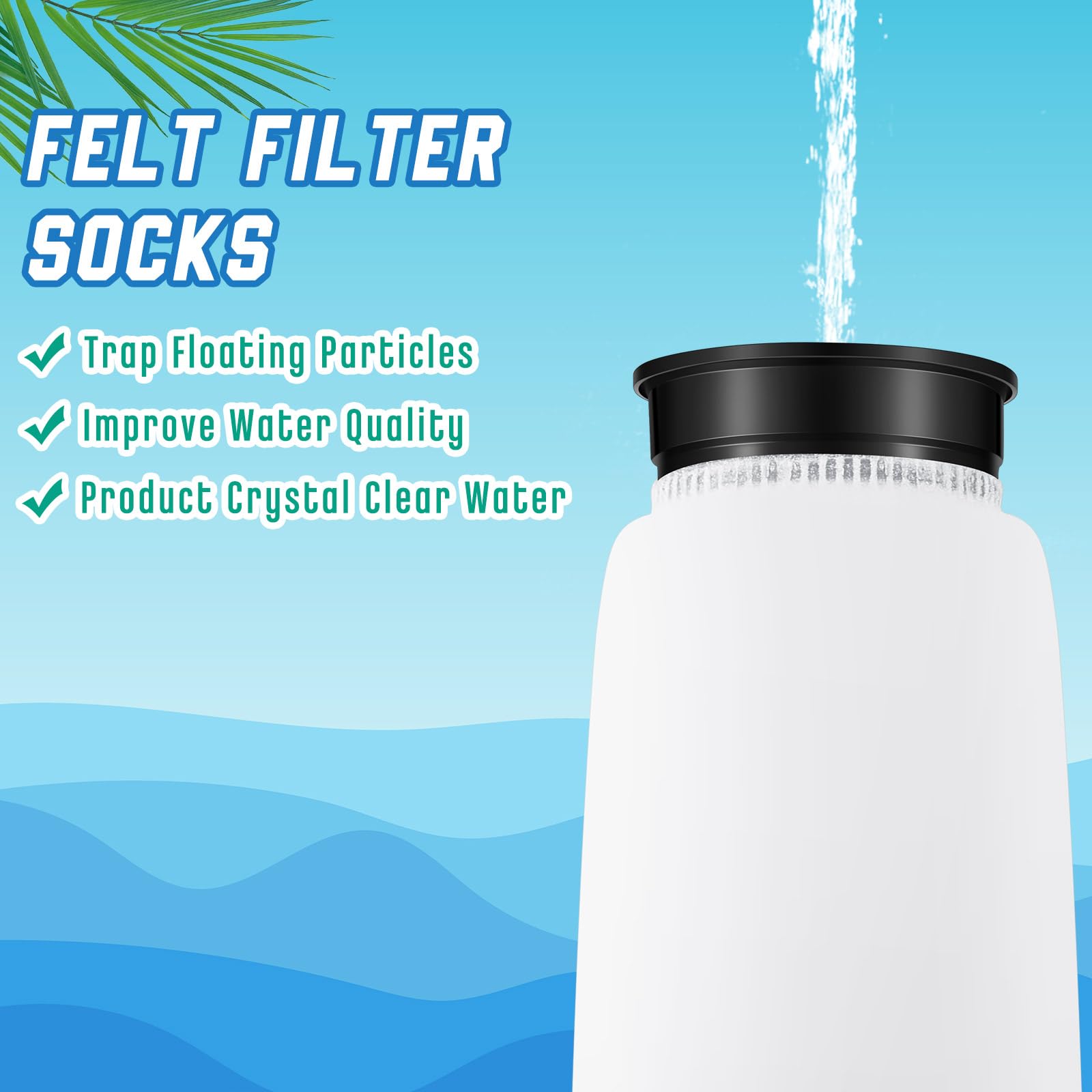 Jecery 8 Pcs 2.75 X 10 Inches Filter Socks Aquarium Filter Bags With Black Rim 225 Μm Aquarium Filter Sock For Saltwater Aquarium Ponds Sumps Overflows