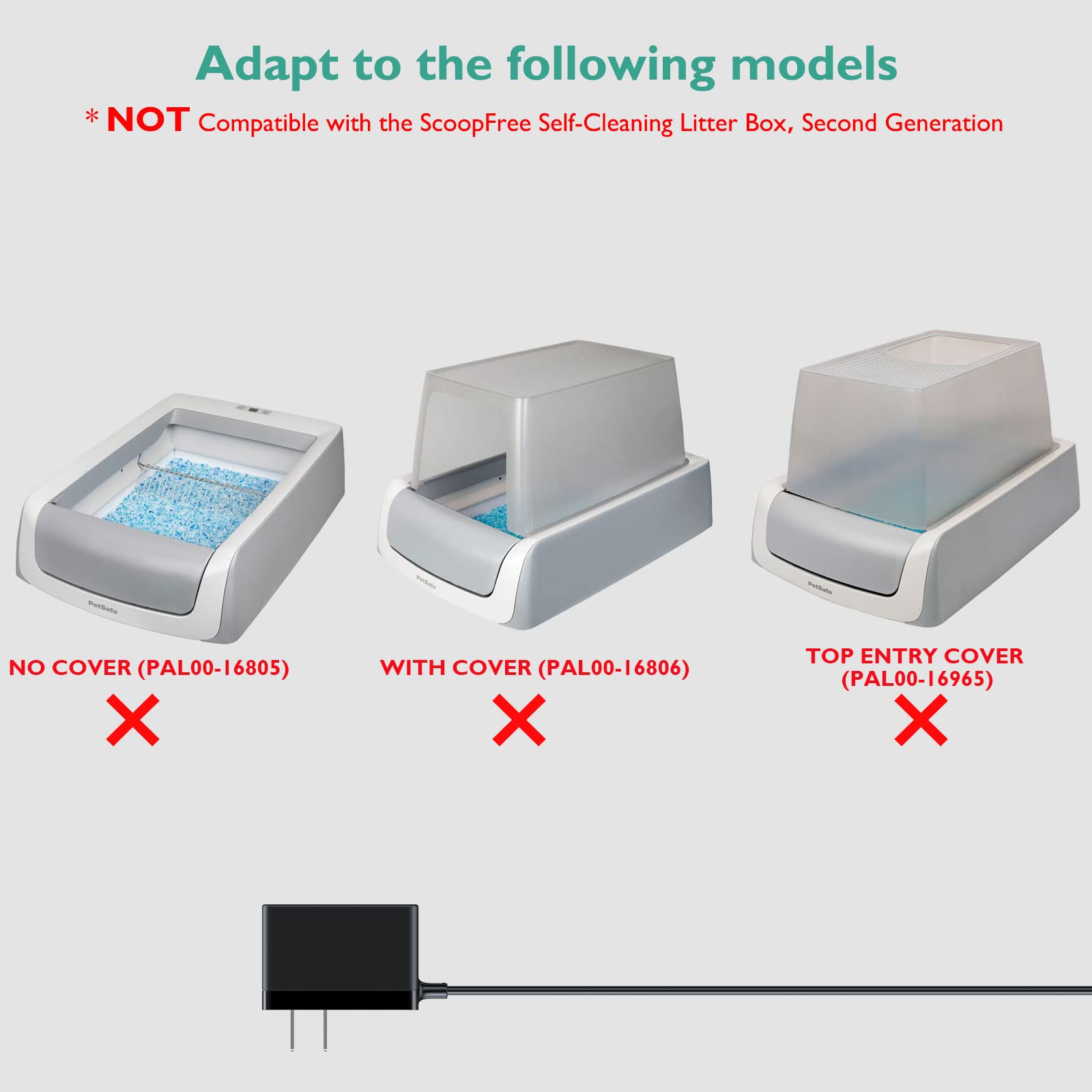 Lnauy Charger Compatible With Petsafe Scoopfree Litter Boxes, Power Cord For Scoopfree Rfa-516 / Pal00-14243 / Pal00-15342 / Pal00-14242 / Pal00-14243 Self-Cleaning Litter Boxes Supply Adapter