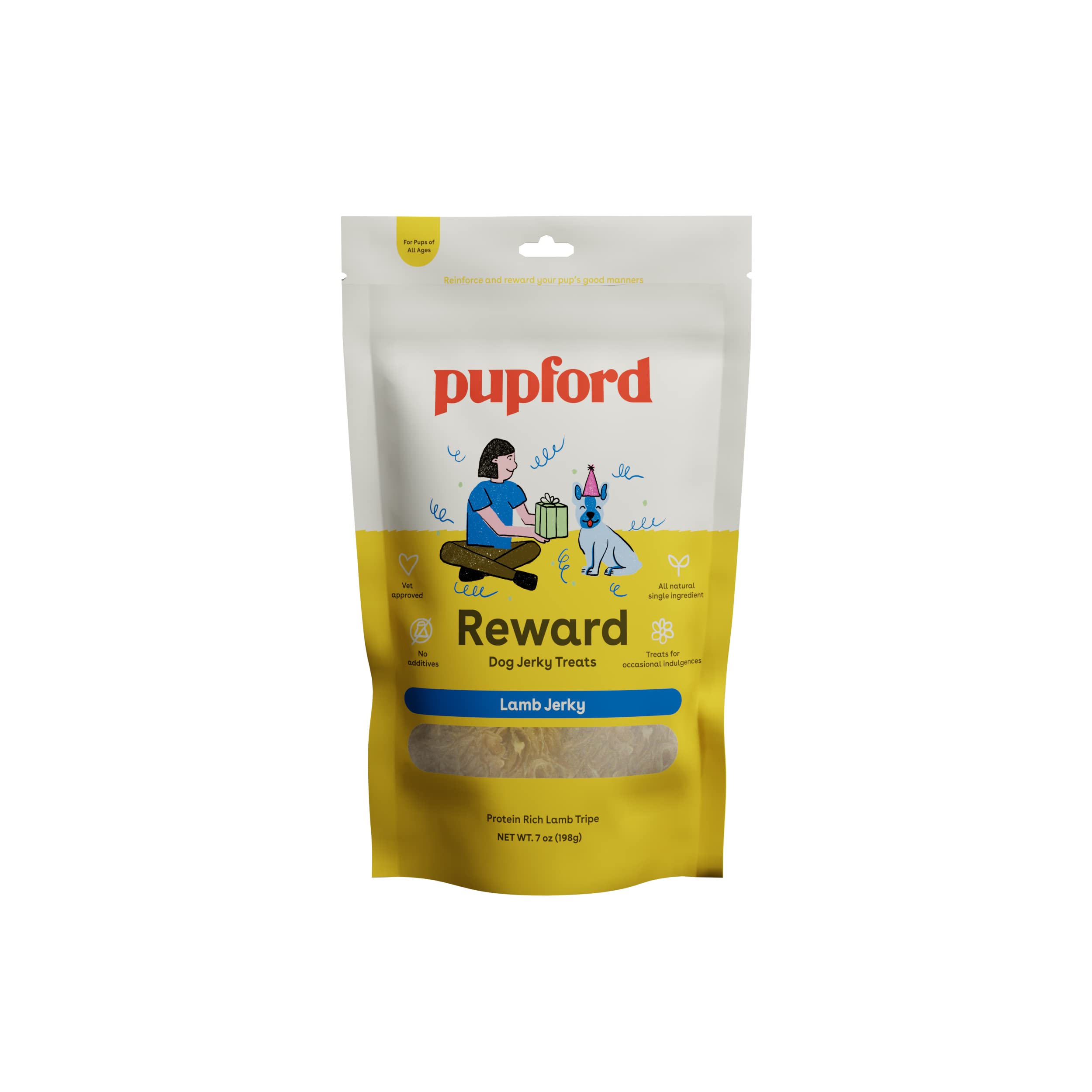 Pupford Lamb Jerky Treats for Dogs for Large & Small Dogs of All Ages | Made in USA, 100% Real Meat & No Fillers | Dogs Love The