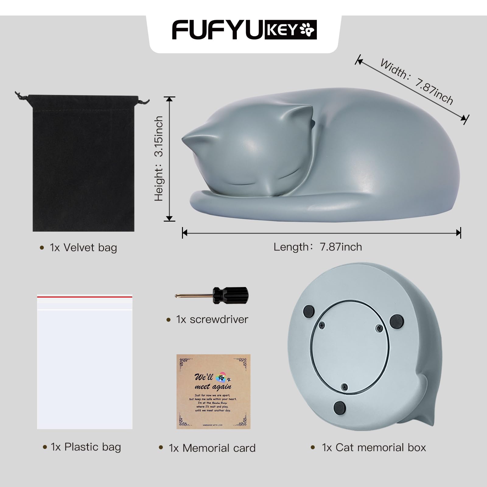 Fufyukey Cat Urn, Cat Urns For Ashes, Pet Urn For Cats, Sleeping Resin Cremation Cats Urns For Ashes, Pet Memorial Keepsake Fune