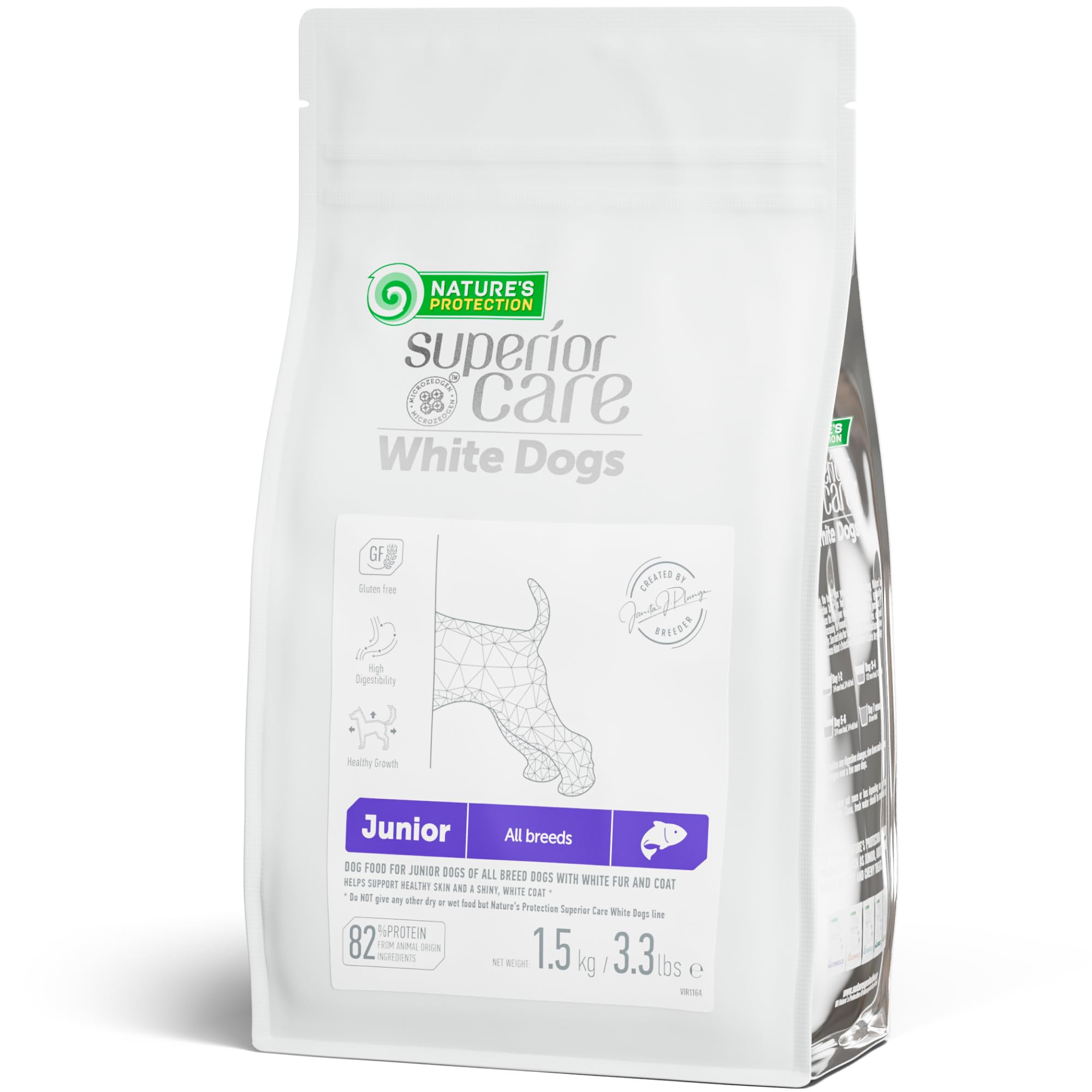 Natures Protection Superior Care White Dogs Grain-Free Dry Dog Food - High Protein, Tear Stain Dog Food for All Breeds Light Co