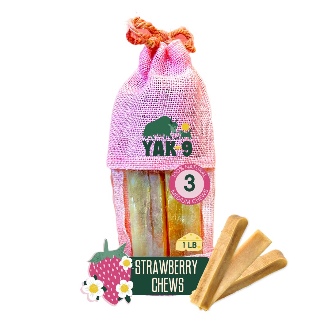 YAK-9 Yak9 Cheese Dog Chews, High Protein Treats, Natural, Rawhide Free, Long Lasting with Vitamins & Minerals, Medium Size, Str