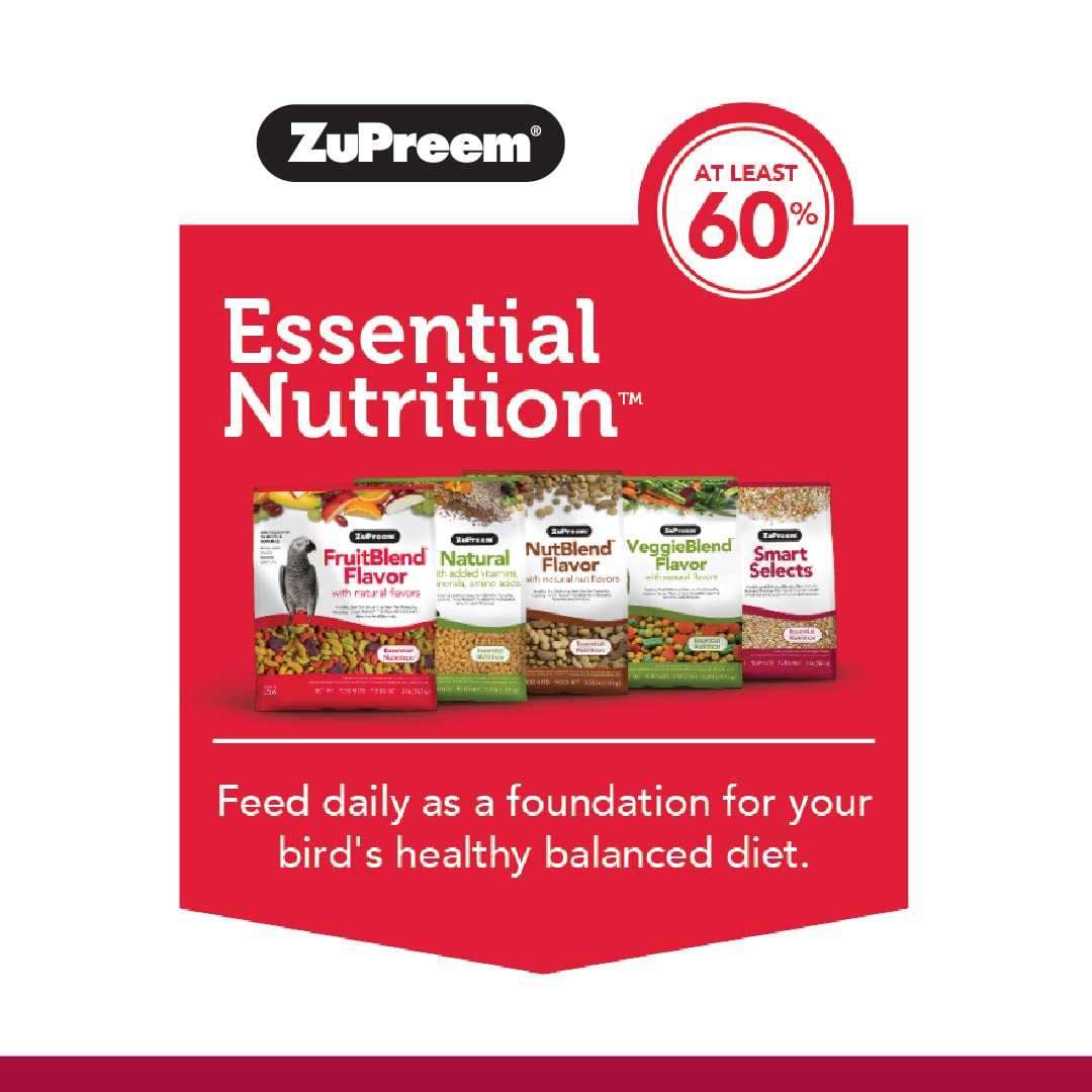 ZuPreem Smart Selects Bird Food for Small Birds, 2 lb - Everyday Feeding for Parakeets, Budgies, Parrotlets