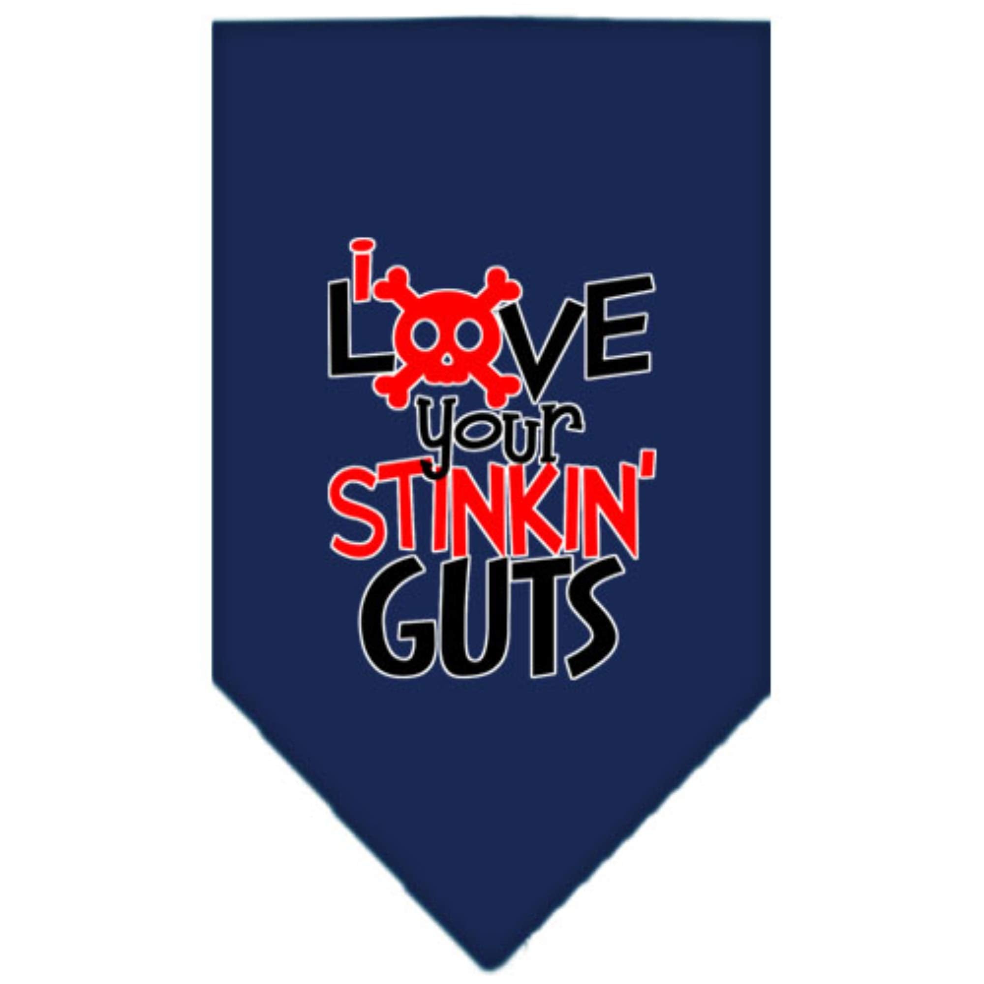 Mirage Pet Product Love Your Stinkin Guts Screen Print Bandana Navy Blue Large