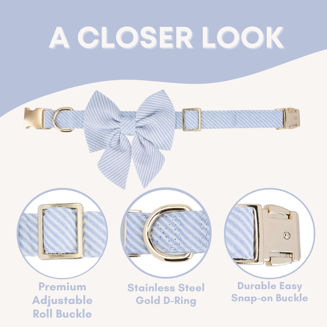 The Wagging Tail Adjustable Pet Bow Tie And Dog Collar For Lady Small Medium Large Dogs, Puppy Collar With Bowtie, Cute Lady Bow