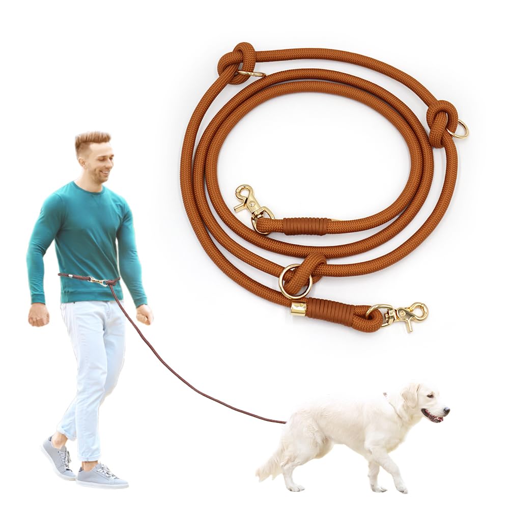 Leleteil Hands Free Dog Leash,Waist Leash For Dog Walking,Slip Leads For Dogs(Light Brown)