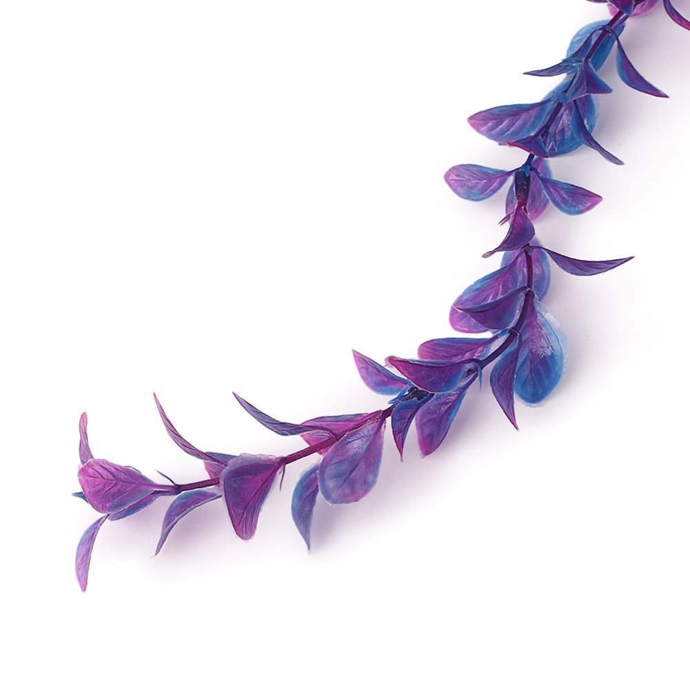 Mallofusa Artificial Aquarium Plants Decoration Plastic Water Ornament For Fish Tank Decor, 16Inch, Purple