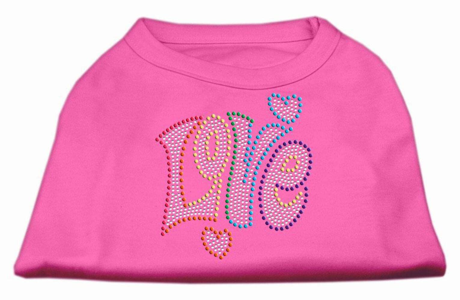 Pet Dog & Cat Shirt Rhinestone, 'Technicolor Love' Bright Pink 2Xl (20-25 Lbs.)