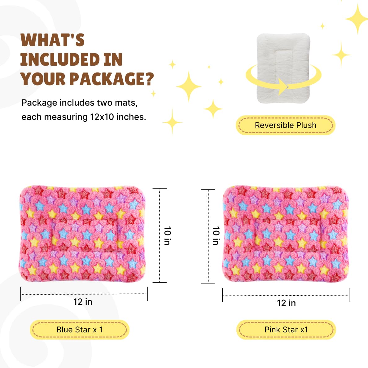 Hendshe Guinea Pig Bed, 2 Pack (12X10 Inch) Soft Plush Small Animal Bed Mat, Washable Bedding Blanket Sleeping Warm Pad For Bunn