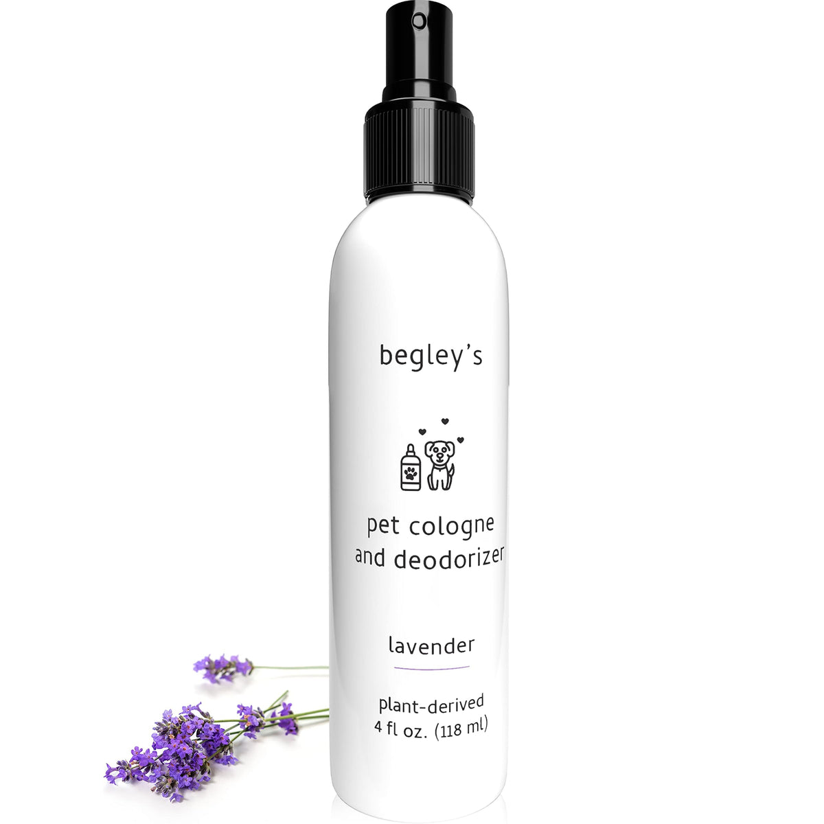 Begley’S Natural Pet Cologne And Deodorizer - Premium Essential Oil Scented Dog Body Spray And Cat Perfume - Dog Grooming Spray And Pet Odor Eliminator - Cat Cologne Mist, Dog Cologne Spray Long Lasting - 4 Oz, Lavender