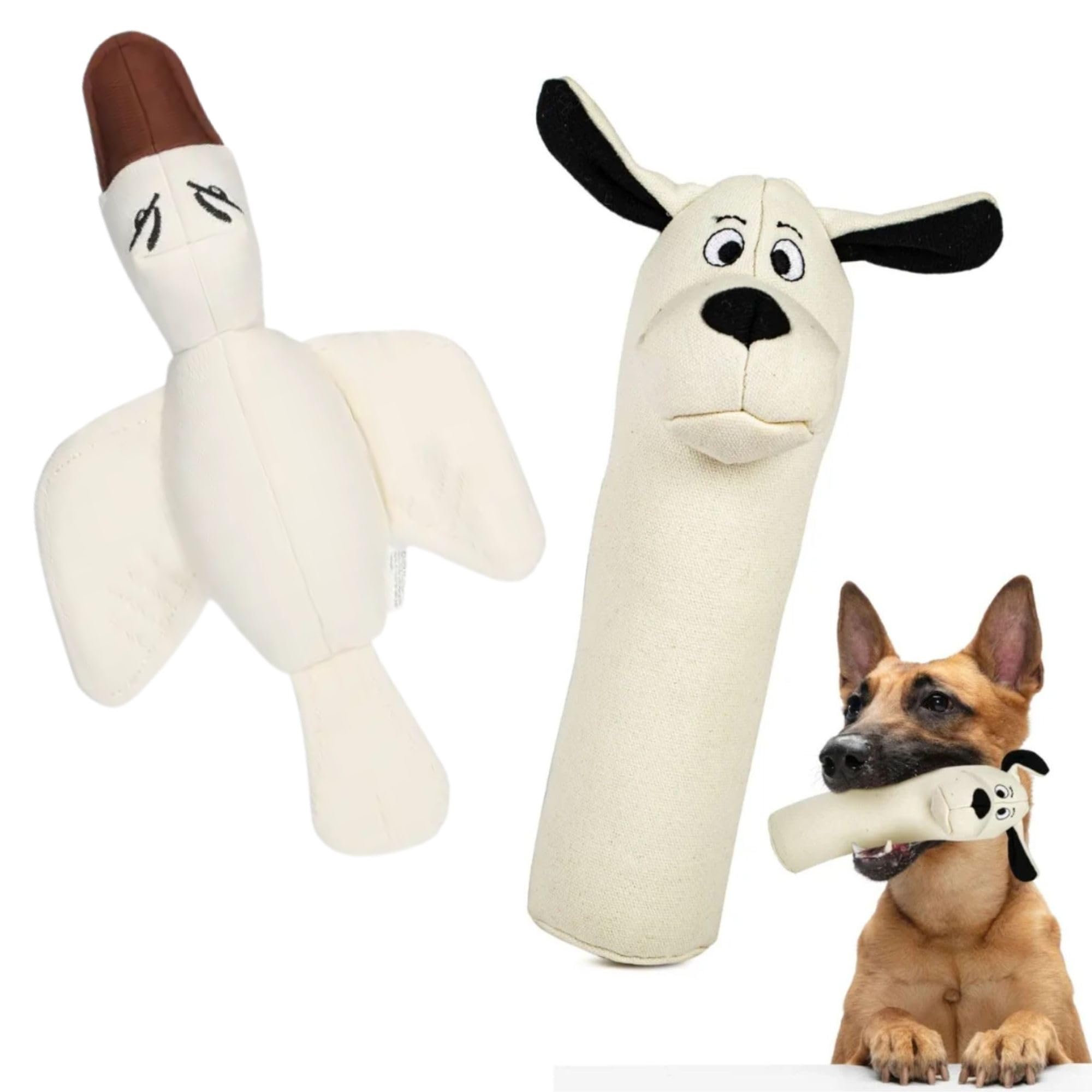 Pata Pal Durable Tough Cotton Canvas Squeaky Dog Toys, Eco-Friendly Interactive 2-Pack Chew Toy Set for Small, Medium & Large Do