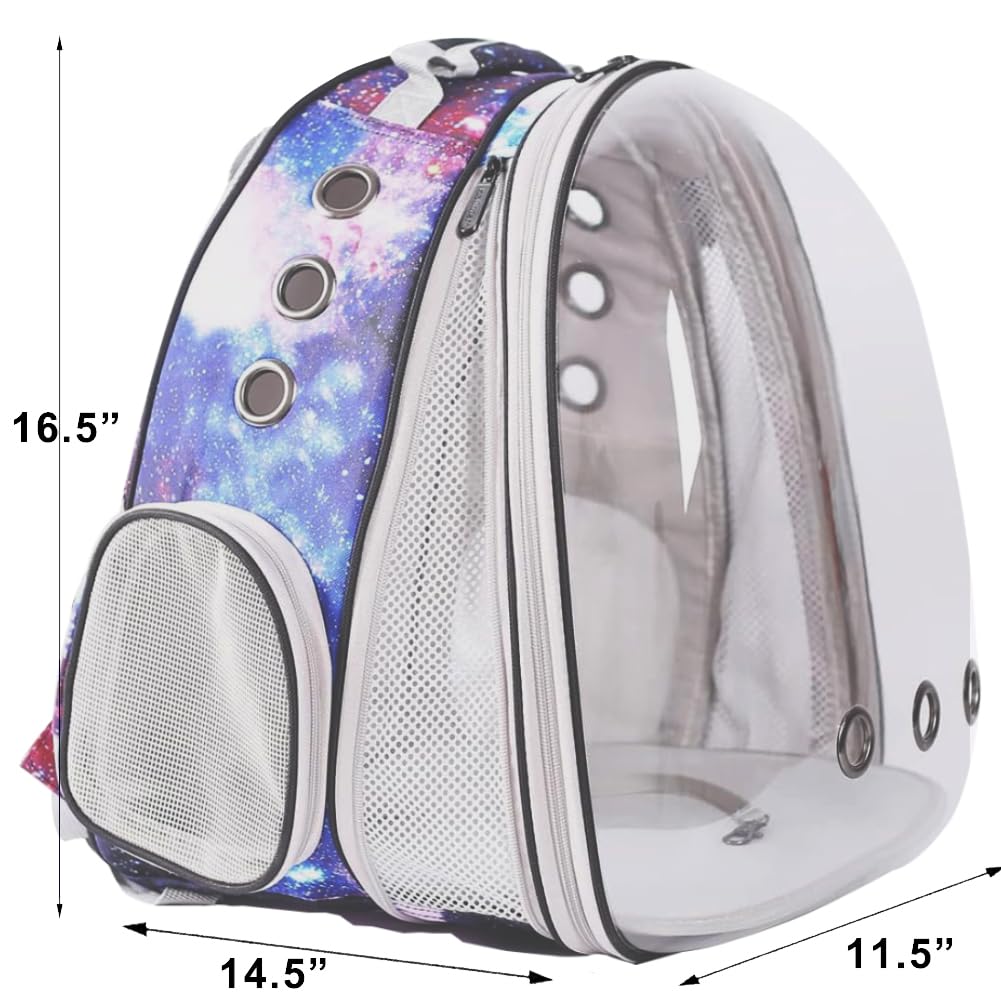 Front Expandable Cat Backpack Carrier, Fit Up To 20 Lbs, Printed Artwork With Space Capsule Bubble Window Pet Carrier Backpack F