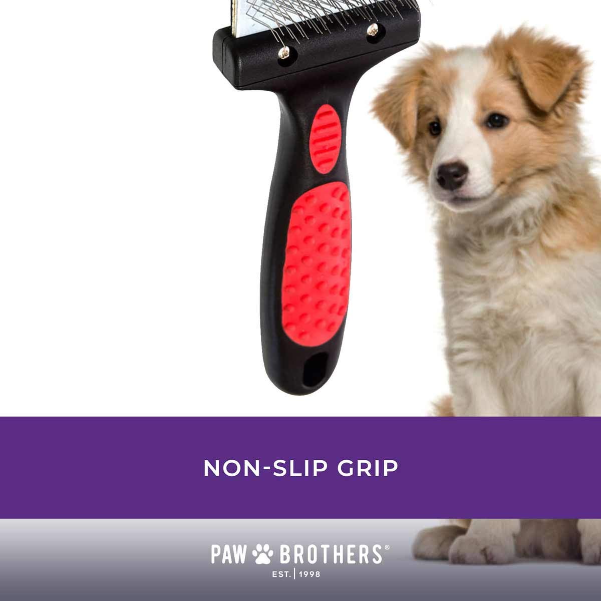 Ryan'S Pet Supplies Paw Brothers Double Sided Firm Flex Slicker Brush, Professional Grade, Angled Stainless Steel Pins, Comfort Grip, Flexible Head, Large