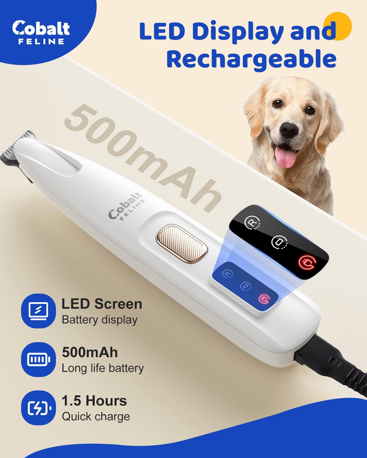 Cobalt Feline 2025 Upgraded Pet Paw Trimmer For Dogs And Cats Grooming Clippers, Electric Dog Paw Hair Trimmer Shavers For Paws,