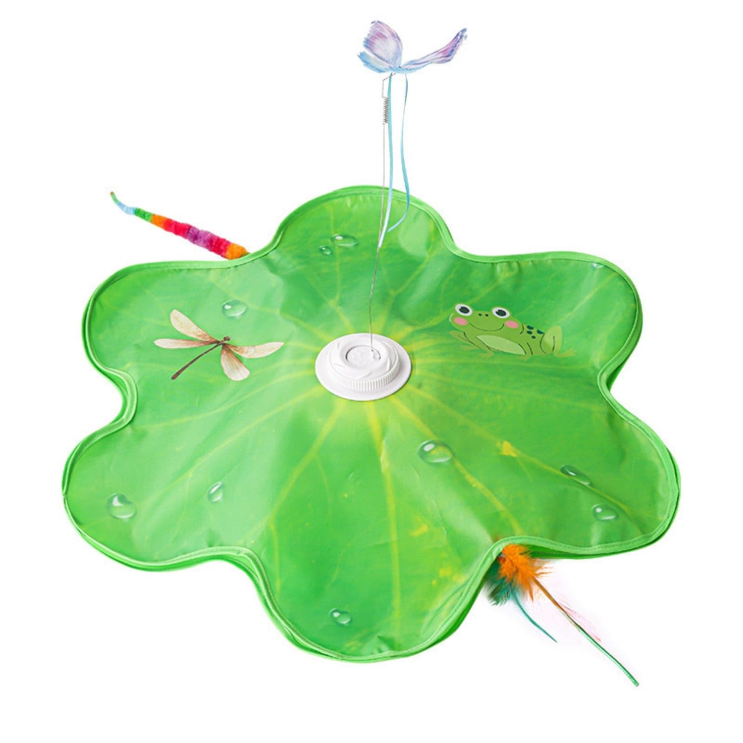 Ecomistiq Flexible Rod FlowerShaped Cat Toy Softerfly Teaser Toy For Cats, Green