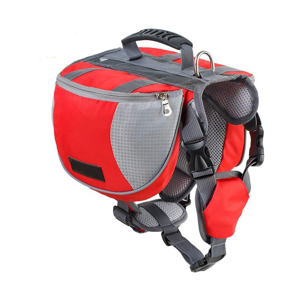 Lifeunion Adjustable Service Dog Supply Backpack Saddle Bag for Camping Hiking Training(Red,Large)