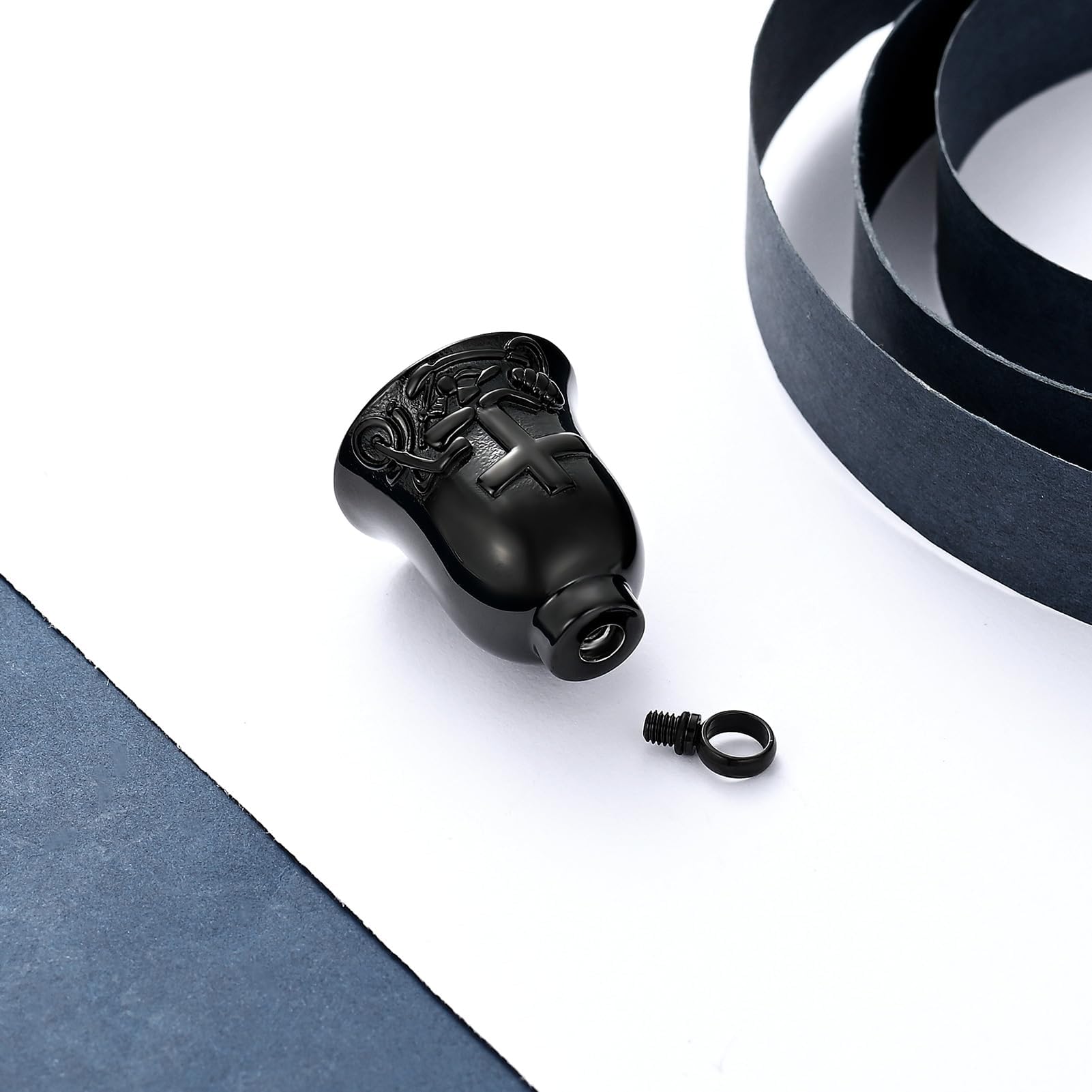 Aiwenxi Bell Urns Necklace Cross Motorcycle Cremation Keychain Urns Keychain Keepsakes Memorial Ash Pendant Jewelry
