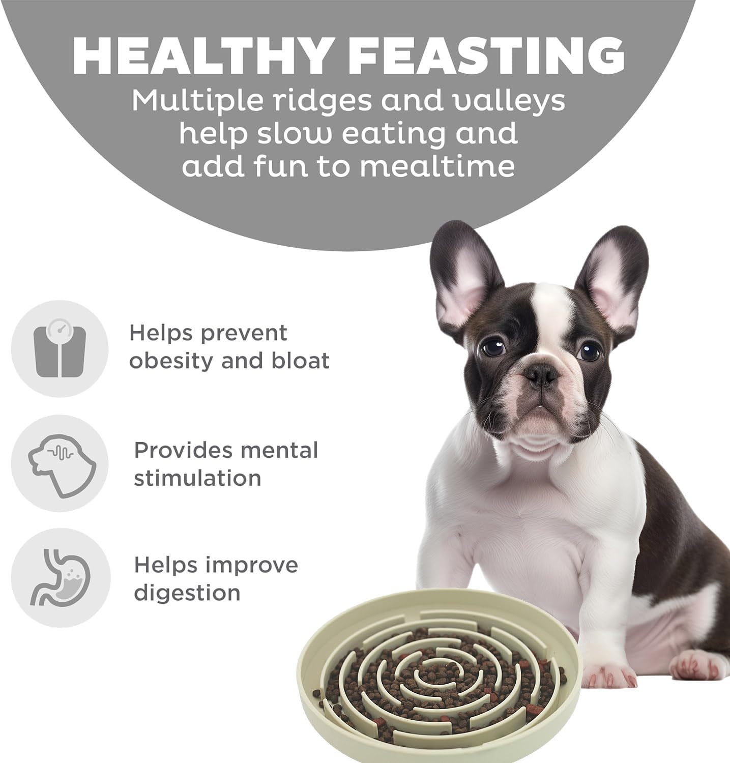 Slow Feeder Dog Bowls, Puzzle Silicone Dog Feeding Bowls For Dogs & Cats, Slow Feeder Non-Slip With Suction Cups, Anti-Choking,