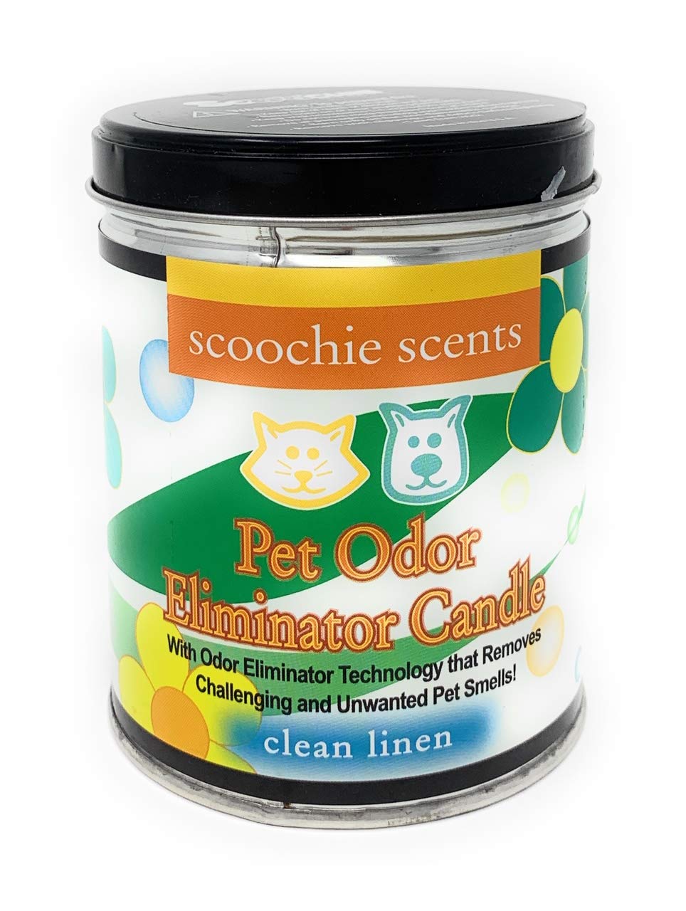 All Natural Soy Wax Pet Odor Eliminator Candle - Non Toxic Long Lasting (100 Hours Burn Time) Freshly Scented Pet House Candle - Safe Tin Jar - Made In Usa - 13 Ounces (Clean Linen)