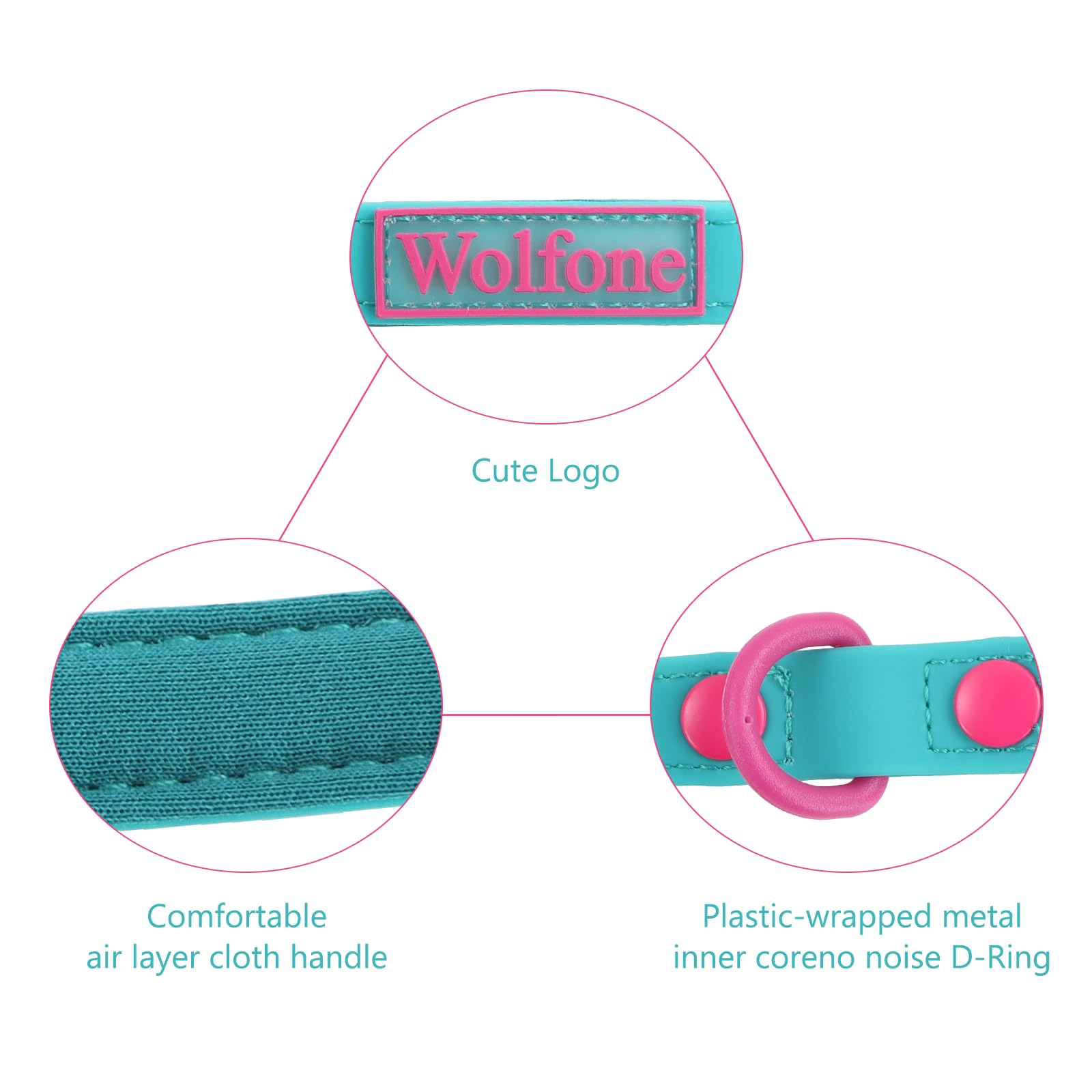 Wolfone Waterproof Dog Leash Carabiner Leash For Dogs Soft Handle Easy Care 5Ft*15Mm*2.0Mm Viridian Green