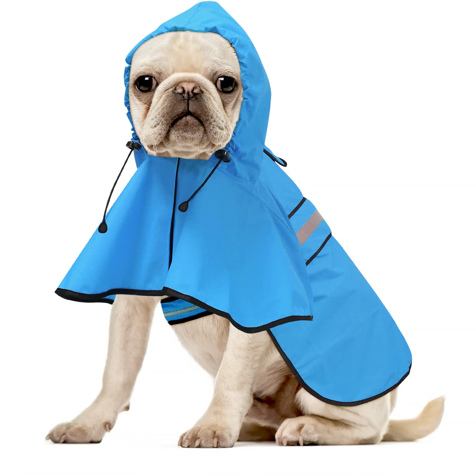 Ezierfy Waterproof Reflective Dog Raincoats - Adjustable Puppy Rain Coat Jacket, Lightweight Dog Hooded Slicker Raincoats Poncho