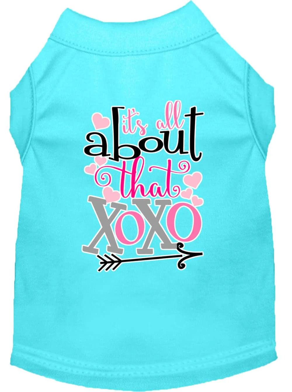 Pet Dog & Cat Shirt Screen Printed, &quot;All About That XOXO&quot; Baby Blue MD (6-10 lbs.)