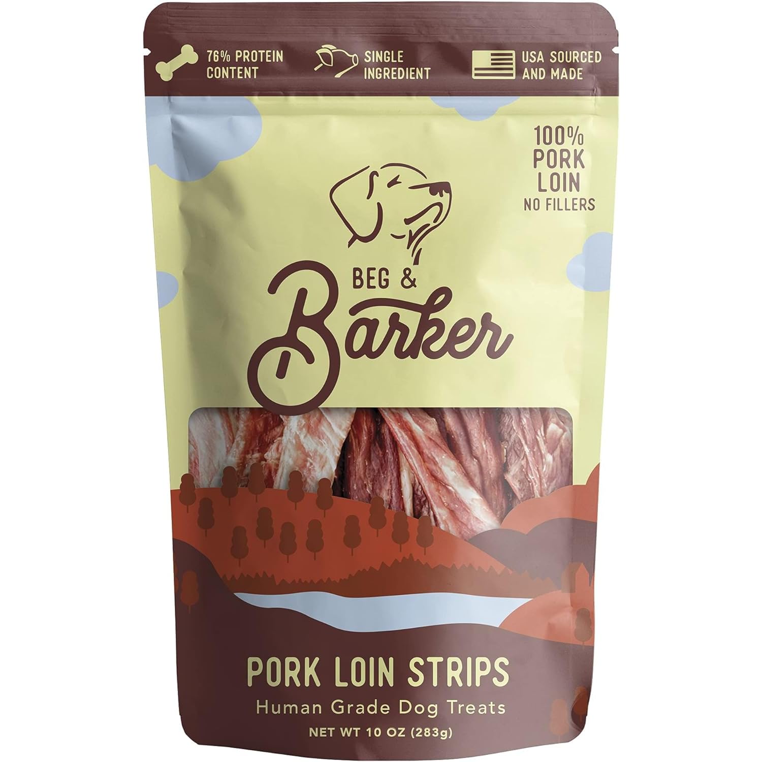 Beg & Barker Pork Jerky for Dogs (10 oz, Pack of 1) - Dog Training Treats - Natural Dog Treats Made in The USA - Grain Free, Dia