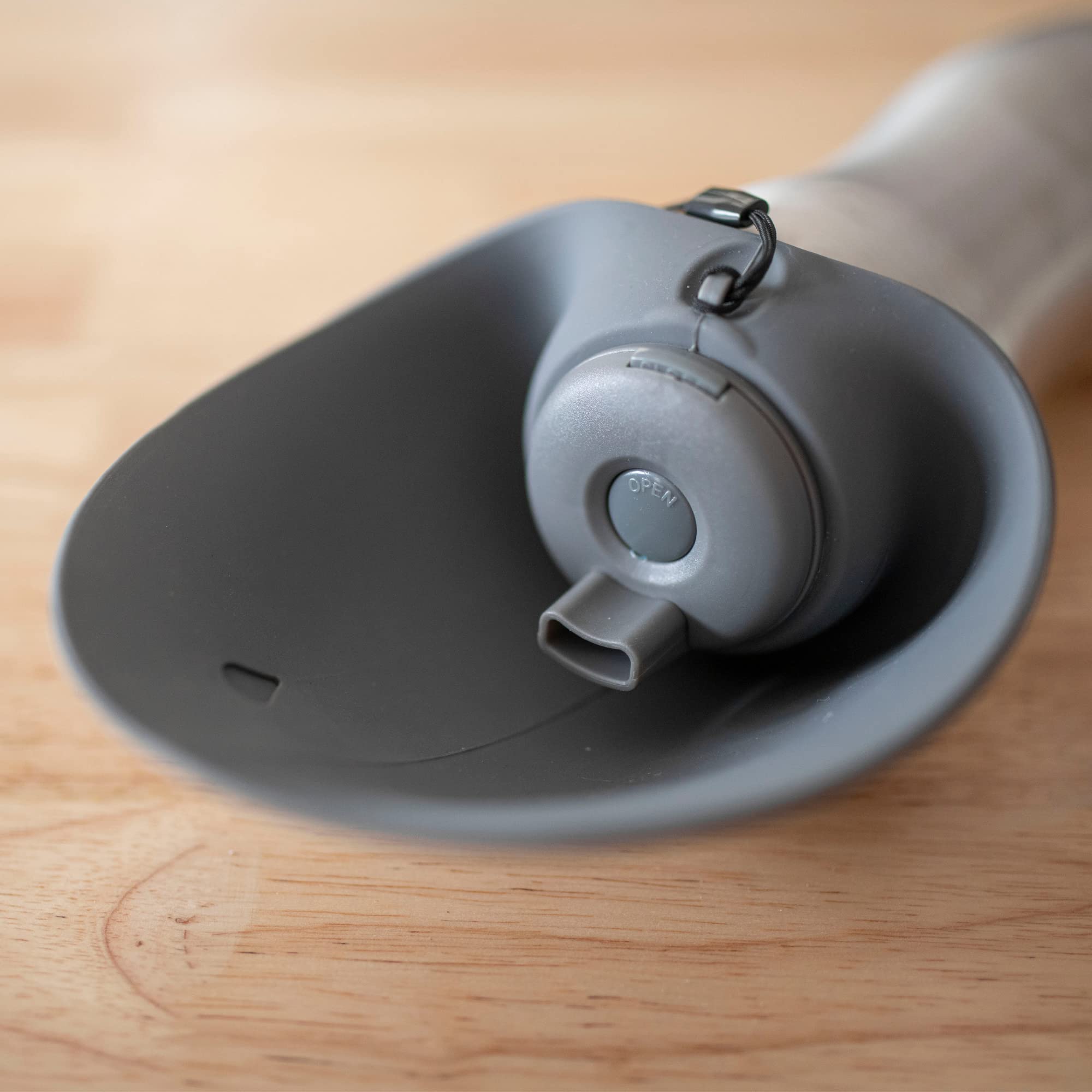 Messy Mutts Stainless Steel Travel Water Bottle With Silicone Flip Up Bowl | Pet Travel Necessity | Camping, Hiking, Walking Accessory | 24 Oz / 700Ml | Grey