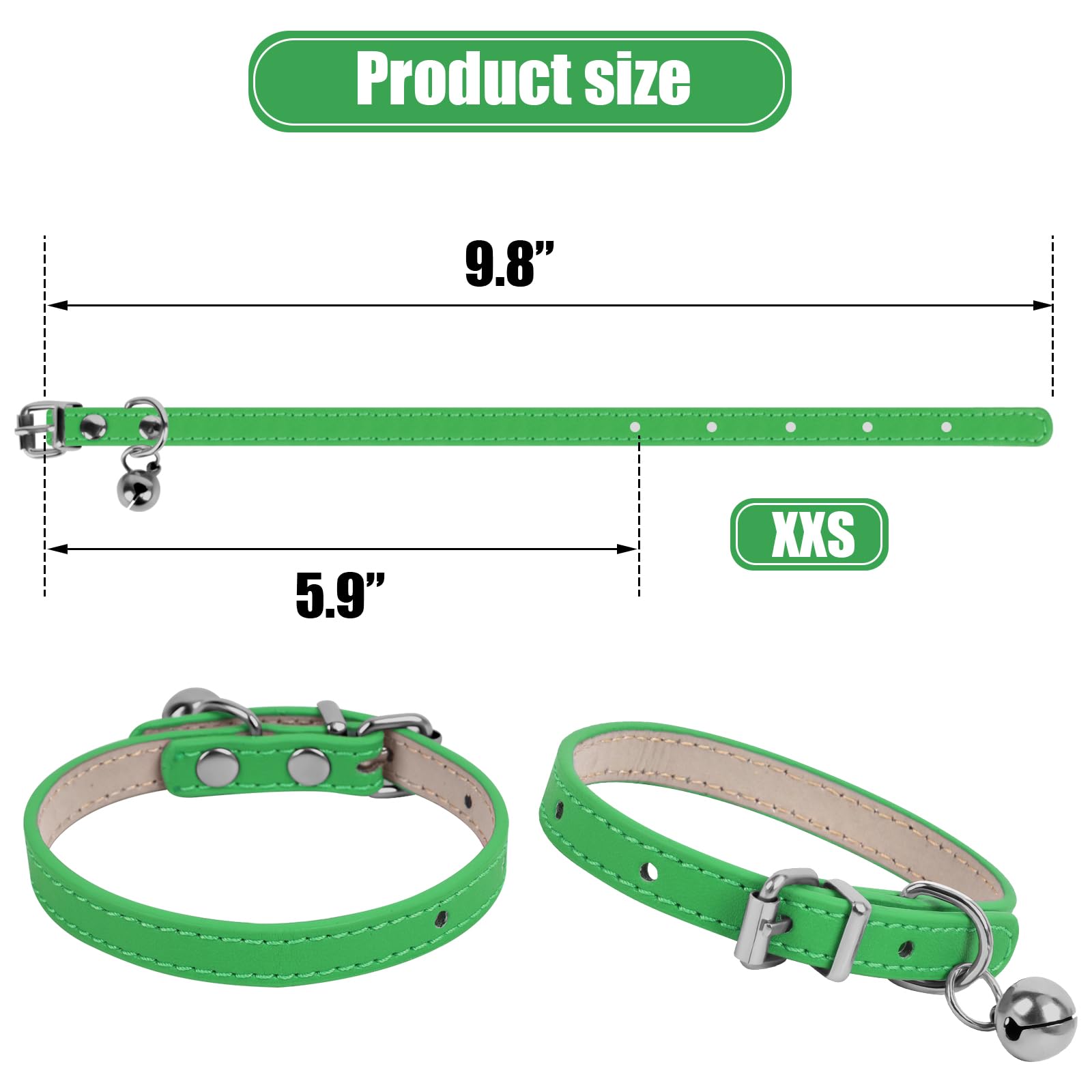 Chengfu Xxs Teacup Dog Collar, Green, 3/8 Inch Width