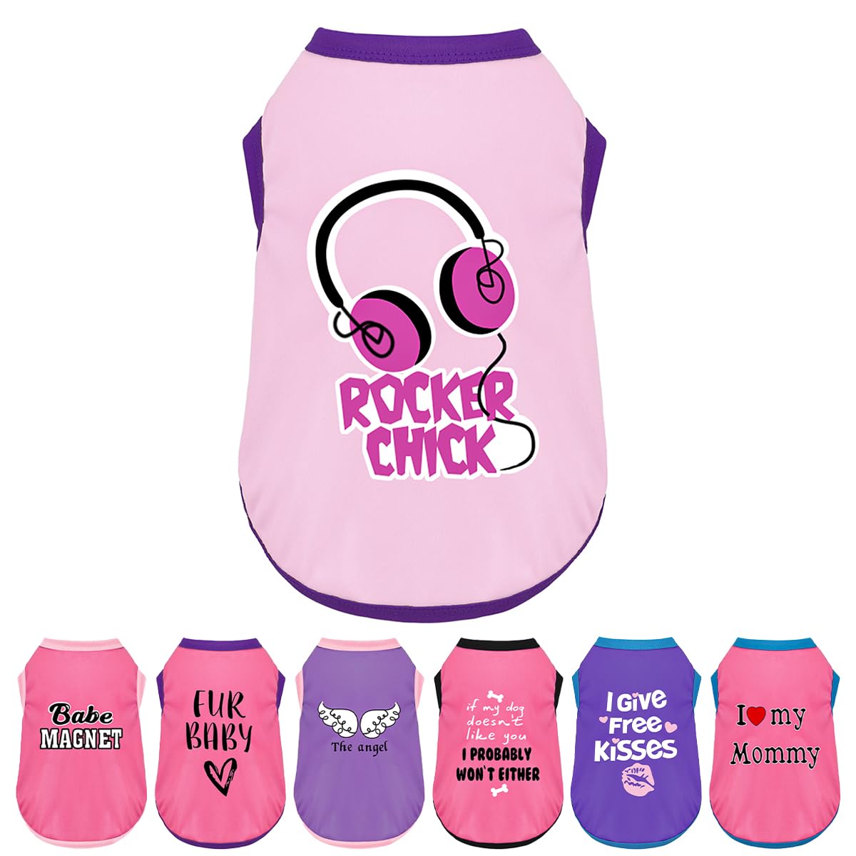 Color-Blocked Dog Tank Top With Playful Heat Transfer Designs - Lightweight Polyester Shirt For Small,Mediumdogs, Perfect For Ca