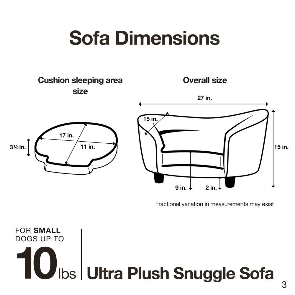 Enchanted Home Pet Snuggle Pet Sofa Bed, 26.5 by 16 by 16-Inch, Gray