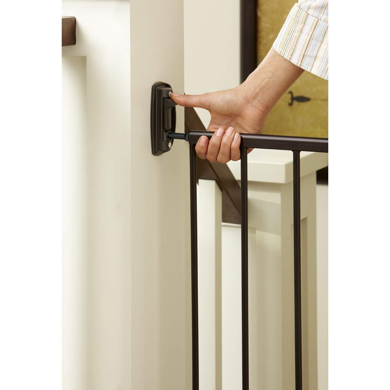 North States Mypet Windsor Walk Thru Pet Gate: 28.68' - 47.85' Wide Dog Gate. Hardware Mount, Dog Gates For The House, Cat Gate For Doorway. 31' Tall, Matte Bronze