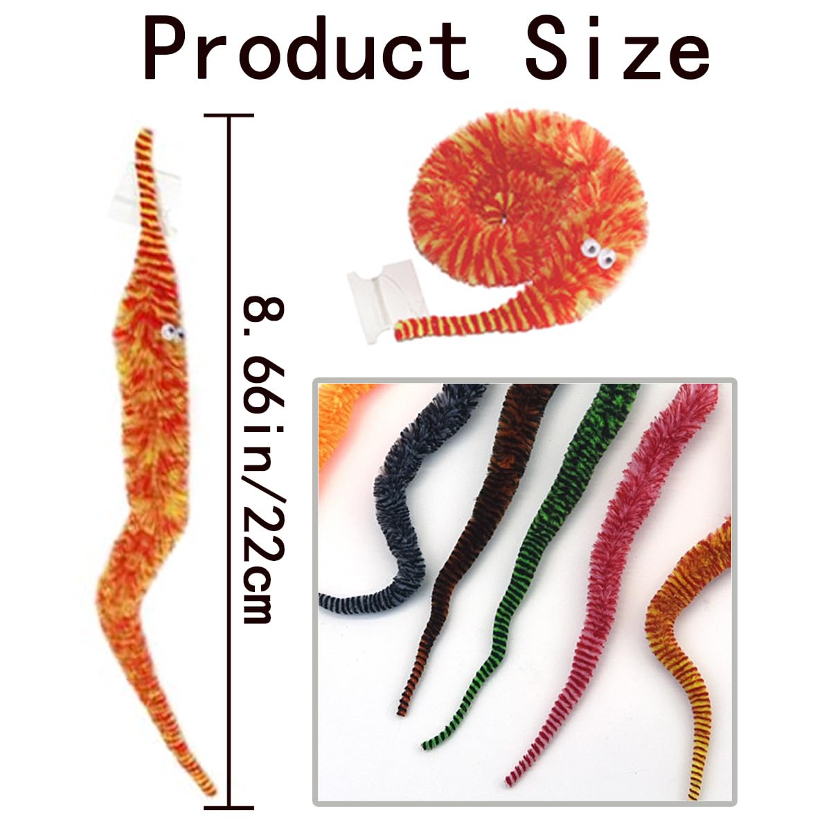 24 Pcs Cat Worm Toy Zebra Print Feather Worm Teaser Refills Attachment Cute Cat Wand Replacement Interactive Wand Accessories Fo
