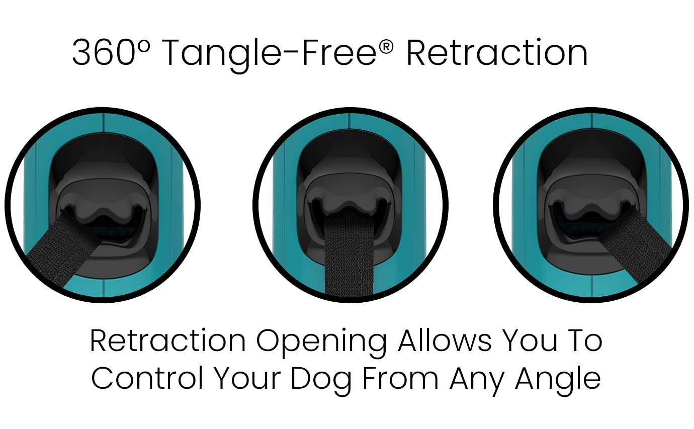 Tug Monochrome Tiny 360 Tangle-Free Retractable Dog Leash | Cat Leash | 10 Ft Strong Nylon Tape (Tiny, Aqua)